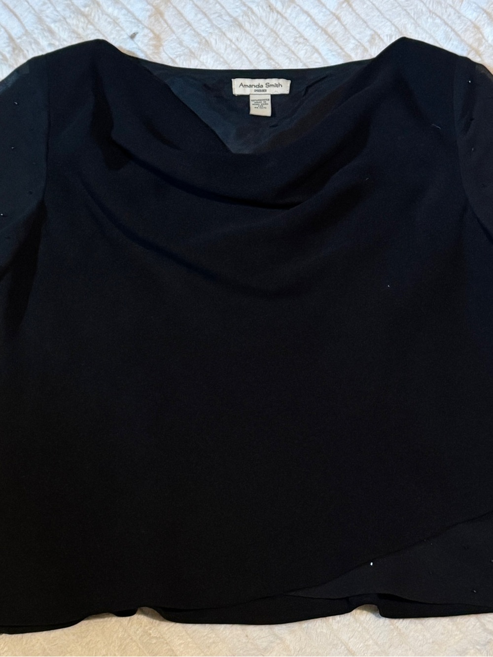 Amanda Smith Black Draped Cowl Neck Top